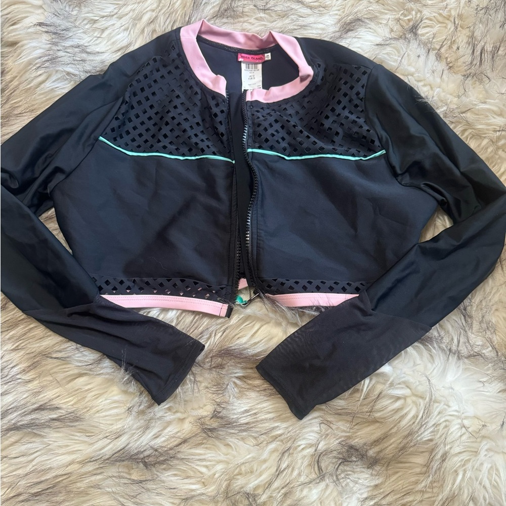 River Island -  Full zip crop rash guard